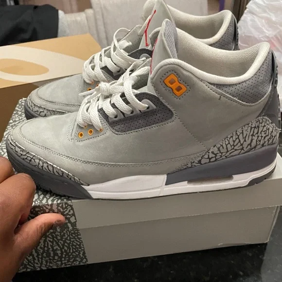 Jordan Gray and Orange Athletic Shoes with Classic Design